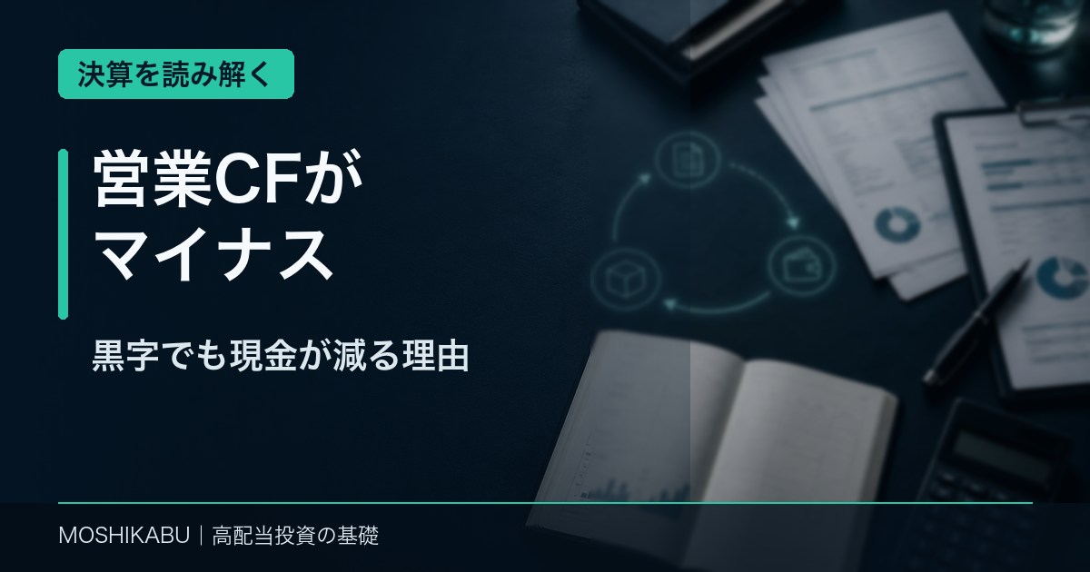 営業キャッシュフローがマイナスになる理由を決算資料から読み解くイメージ